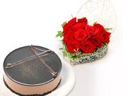 Heart Roses & Belgium Chocolate Moose