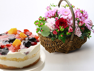 Natural Basket(Pink) & Choose Cake