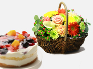 Natural Basket(Yellow) & Choose Cake