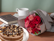 Belgium Chocolate Cake & Frill Bouquet Nuance Red
